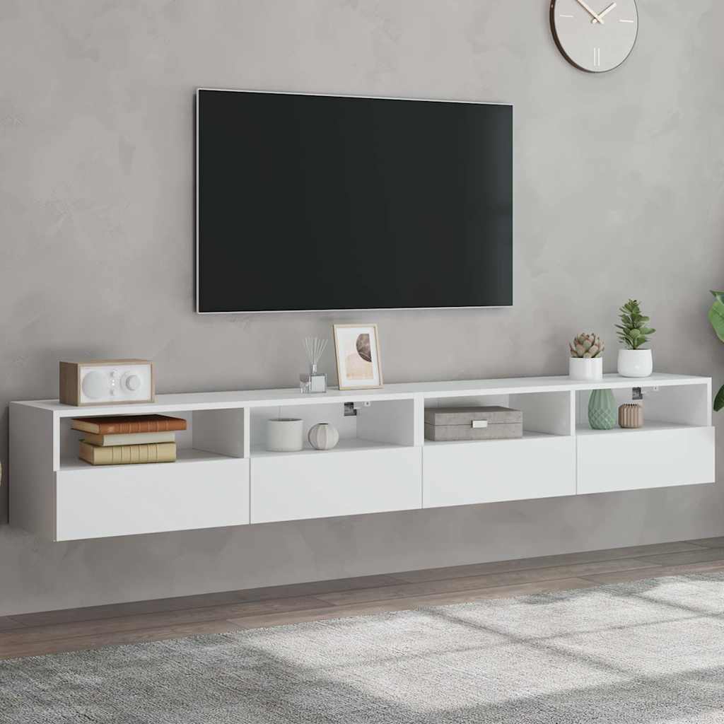 Meubles TV muraux 2 pcs blanc 100x30x30 cm bois d'ingénierie - XIOS