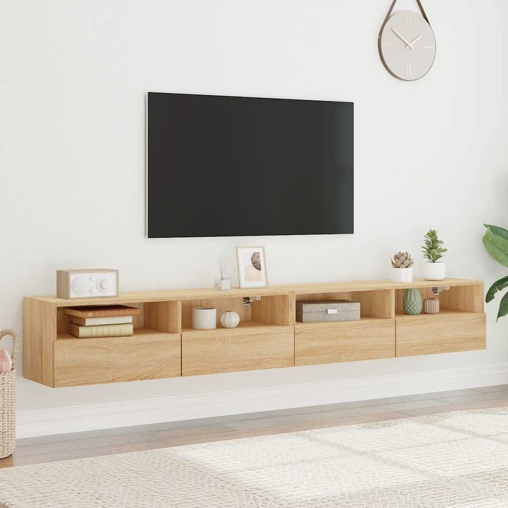 Meubles TV muraux 2pcs chêne sonoma 100x30x30cm bois ingénierie - XIOS