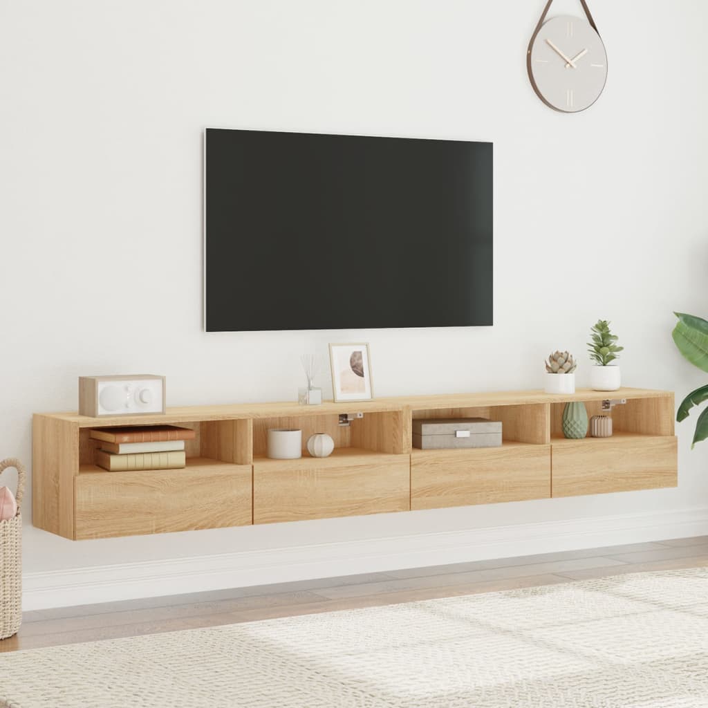 Meubles TV muraux 2pcs chêne sonoma 100x30x30cm bois ingénierie