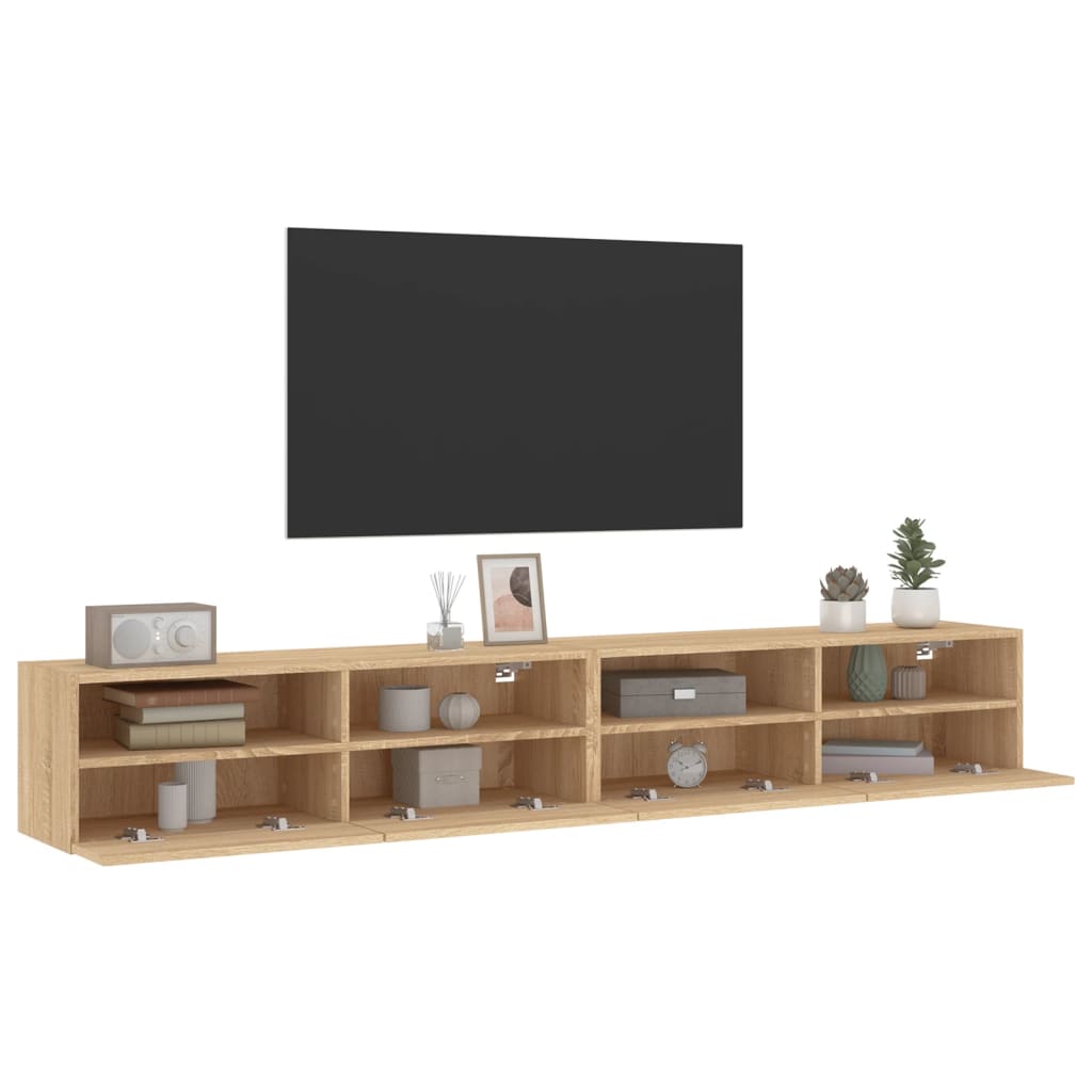 Meubles TV muraux 2pcs chêne sonoma 100x30x30cm bois ingénierie
