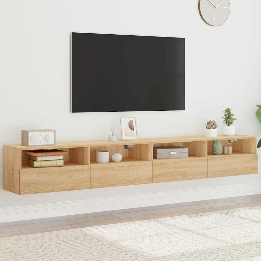 Meubles TV muraux 2pcs chêne sonoma 100x30x30cm bois ingénierie - XIOS