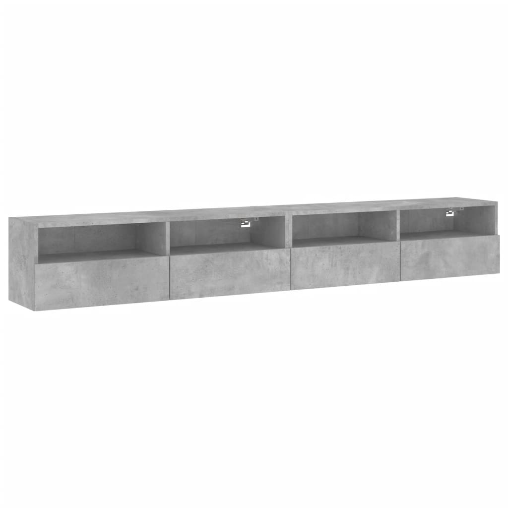 Meubles TV muraux 2pcs gris béton 100x30x30cm bois d'ingénierie - XIOS