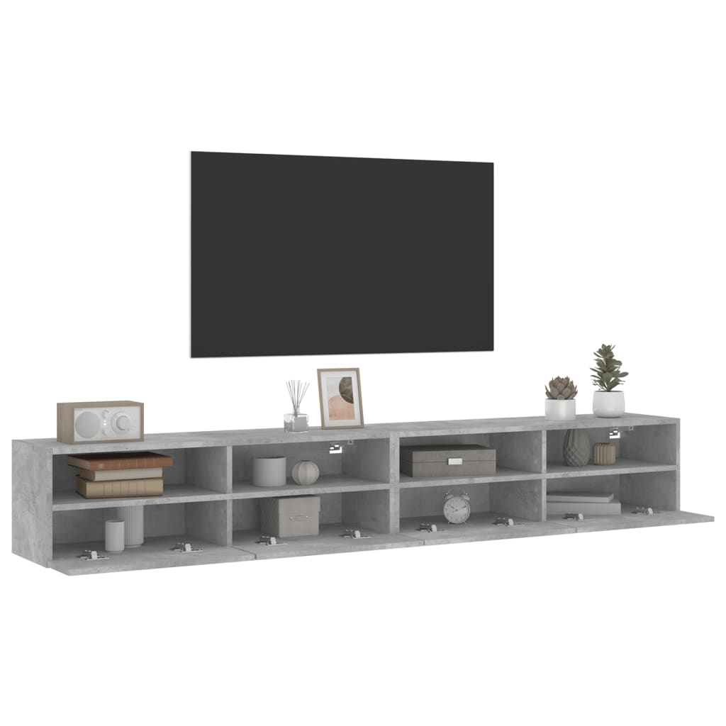 Meubles TV muraux 2pcs gris béton 100x30x30cm bois d'ingénierie - XIOS