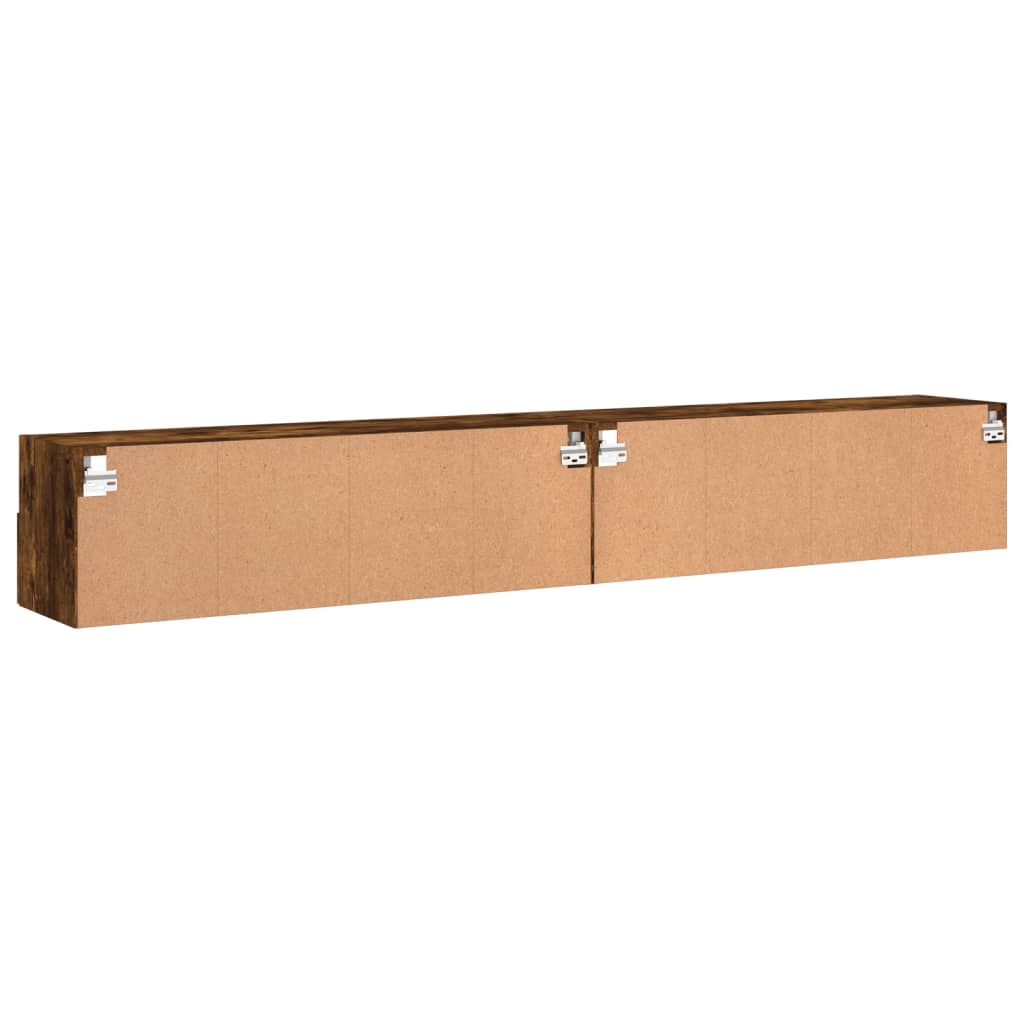 Meubles TV muraux 2pcs chêne fumé 100x30x30cm bois d'ingénierie