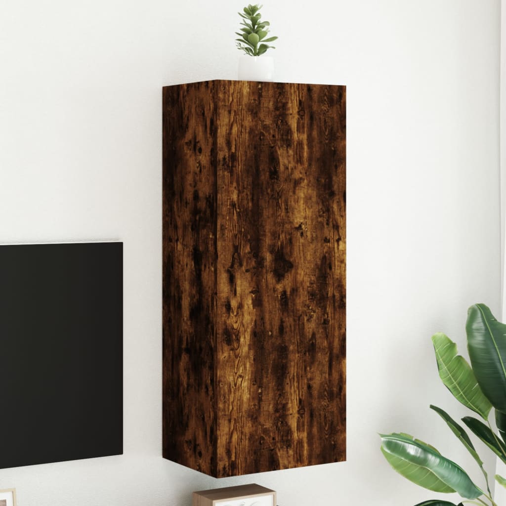 Meuble TV mural chêne fumé 40,5x30x102 cm bois d'ingénierie - XIOS