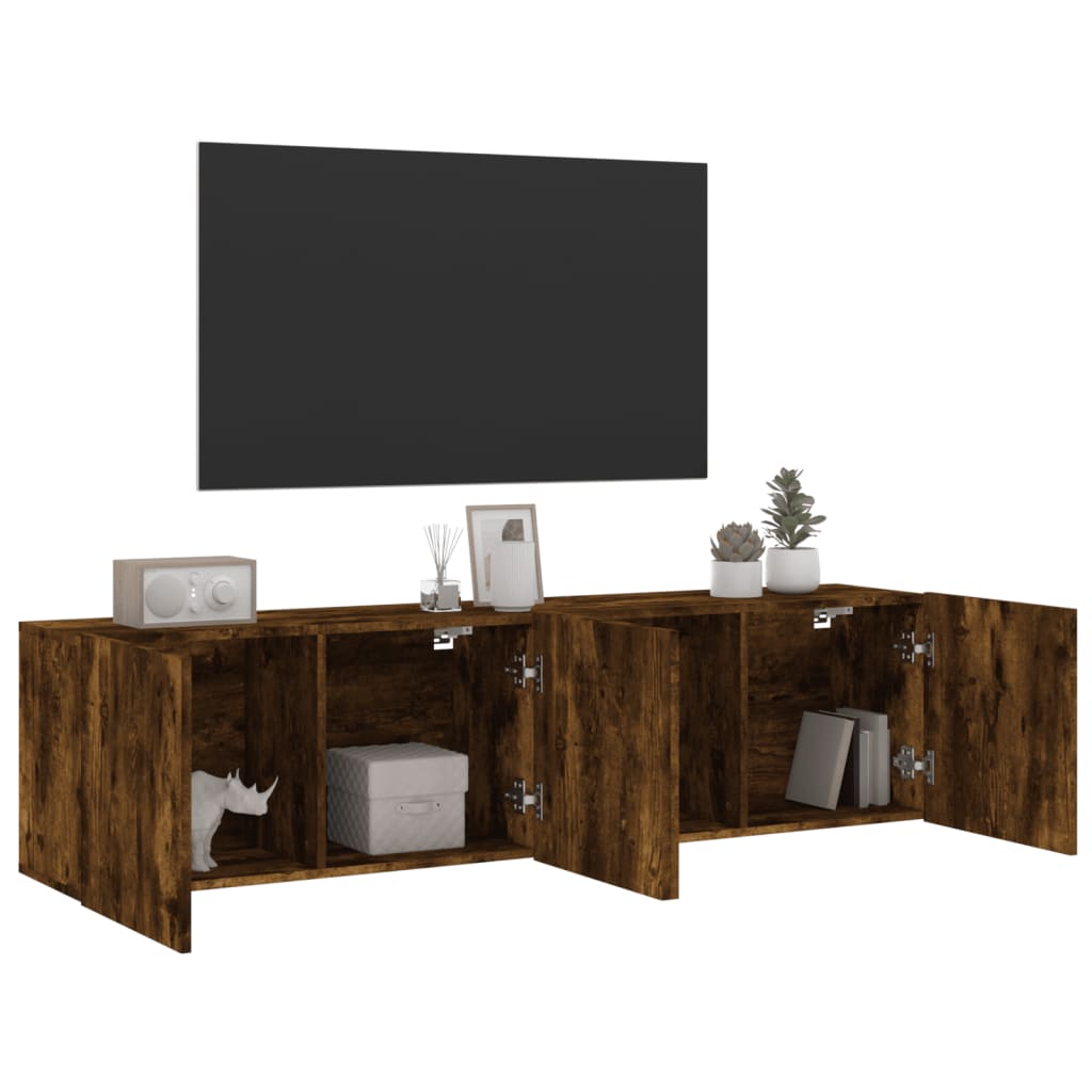 Meubles TV muraux 2 pcs chêne fumé 80x30x41 cm - XIOS