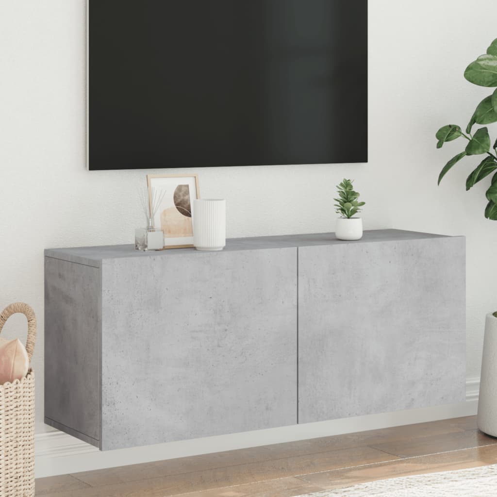Meuble TV mural gris béton 100x30x41 cm - XIOS