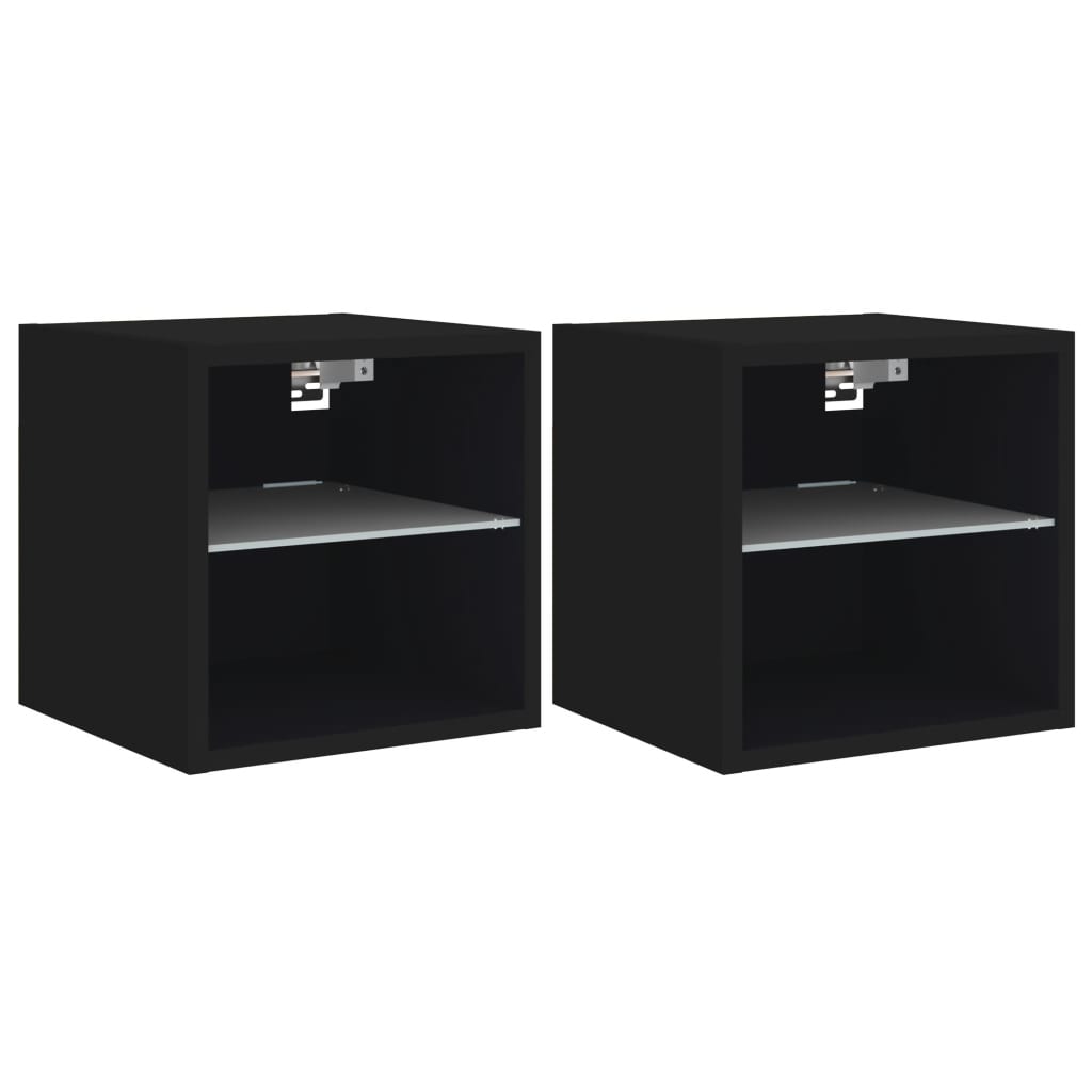 Meubles TV muraux avec lumières LED 2 pcs noir 30x28,5x30 cm - XIOS