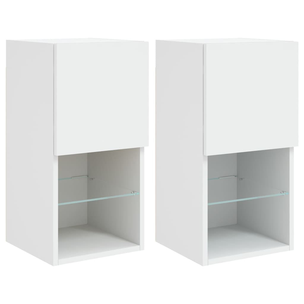 Meubles TV avec lumières LED 2 pcs blanc 30,5x30x60 cm - XIOS