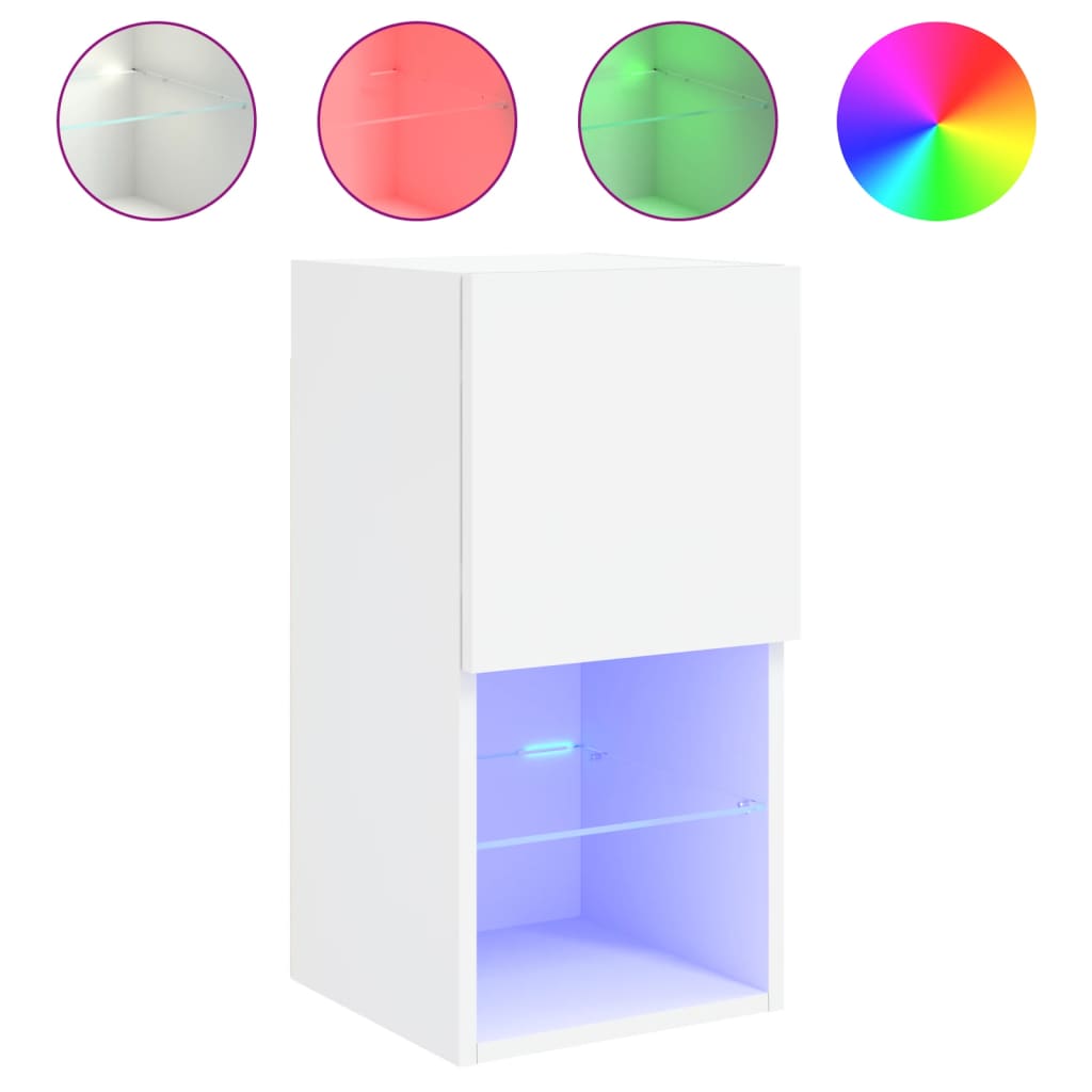 Meubles TV avec lumières LED 2 pcs blanc 30,5x30x60 cm - XIOS