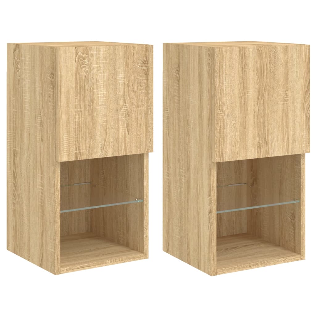 Meubles TV avec lumières LED 2 pcs chêne sonoma 30,5x30x60 cm - XIOS