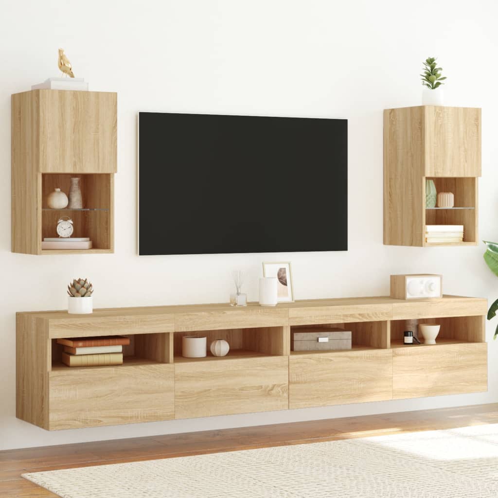 Meubles TV avec lumières LED 2 pcs chêne sonoma 30,5x30x60 cm - XIOS
