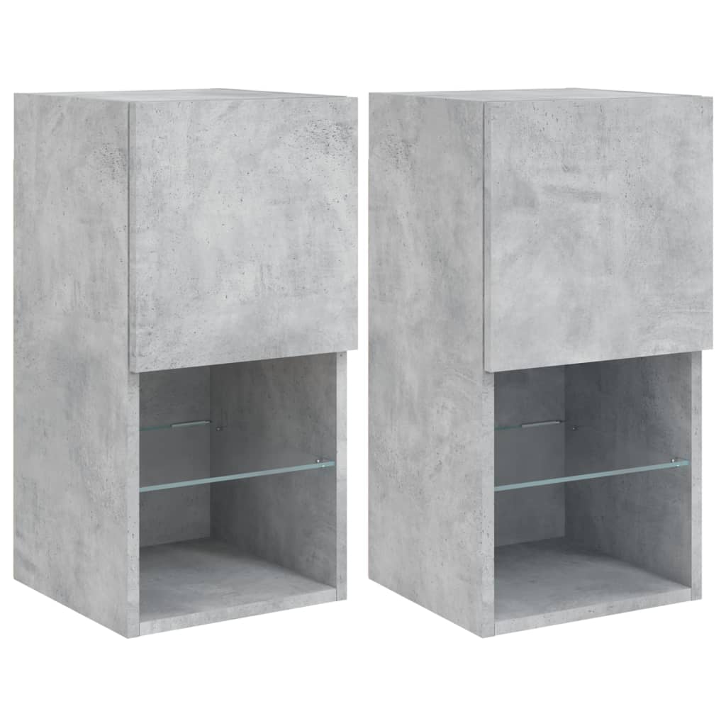 Meubles TV avec lumières LED 2 pcs gris béton 30,5x30x60 cm - XIOS