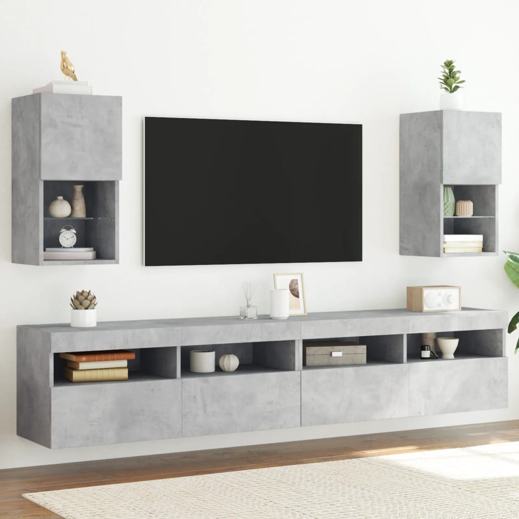 Meubles TV avec lumières LED 2 pcs gris béton 30,5x30x60 cm - XIOS