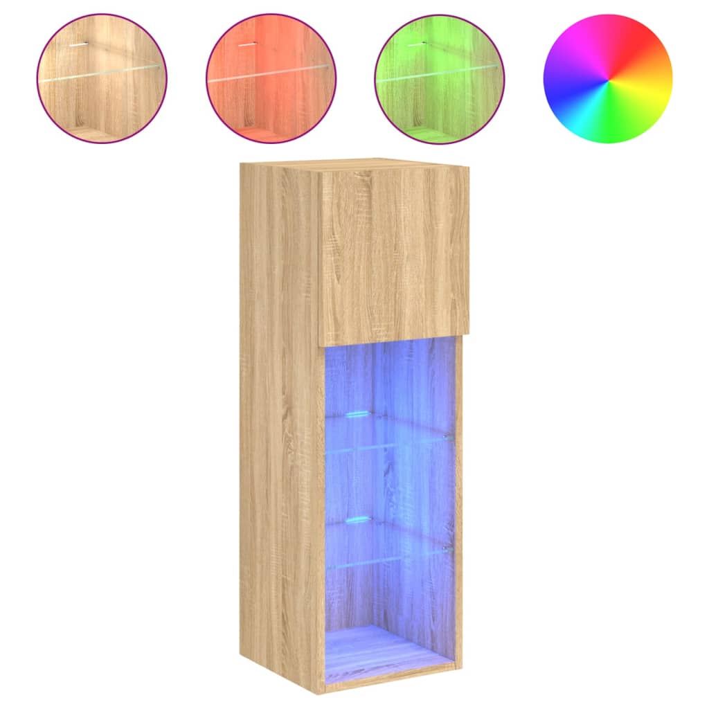 Meubles TV avec lumières LED 2 pcs chêne sonoma 30,5x30x90 cm - XIOS