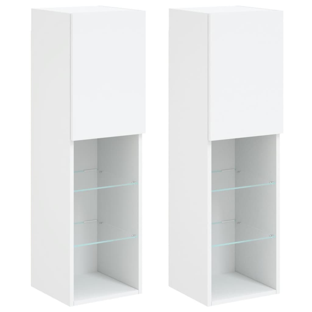 Meubles TV avec lumières LED 2 pcs blanc 30,5x30x102 cm - XIOS