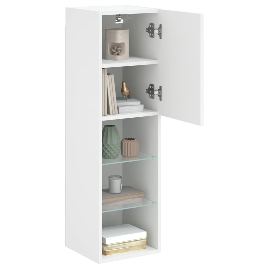 Meubles TV avec lumières LED 2 pcs blanc 30,5x30x102 cm - XIOS