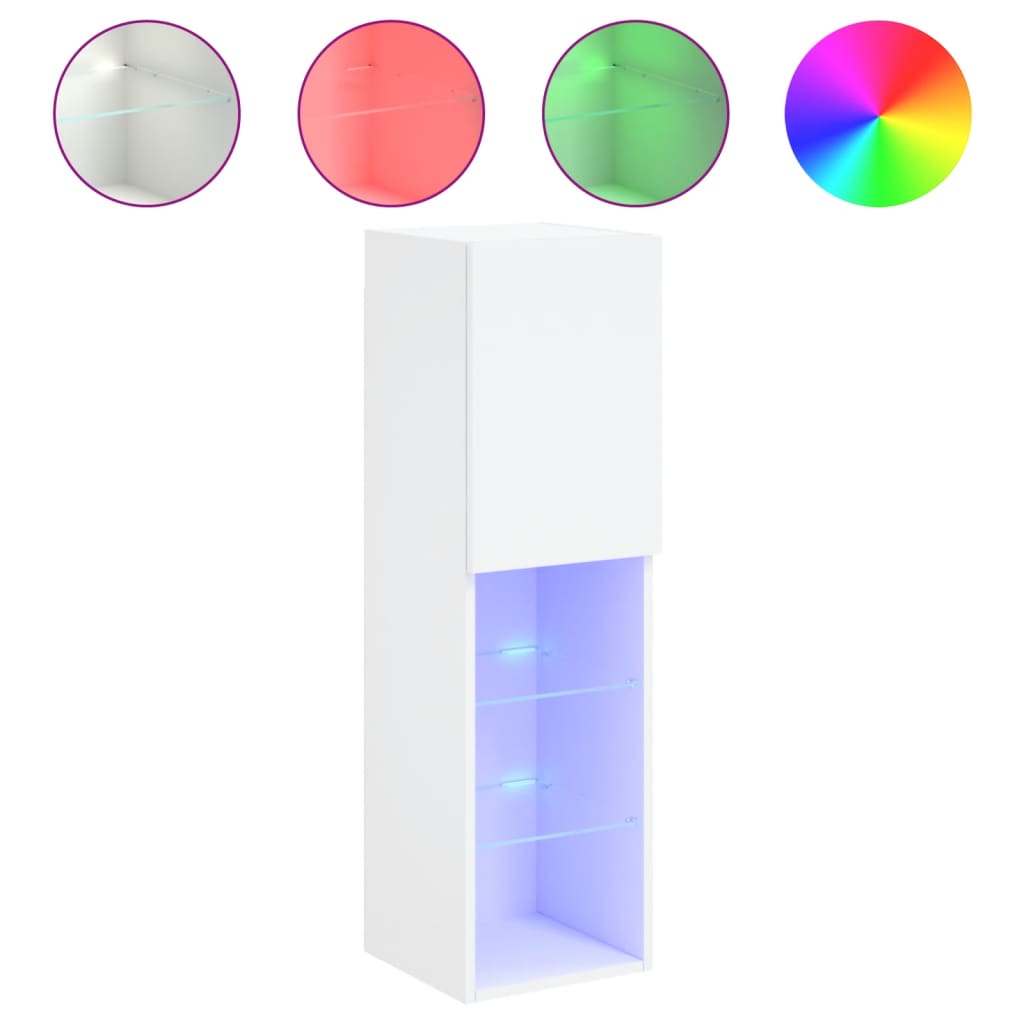 Meubles TV avec lumières LED 2 pcs blanc 30,5x30x102 cm - XIOS