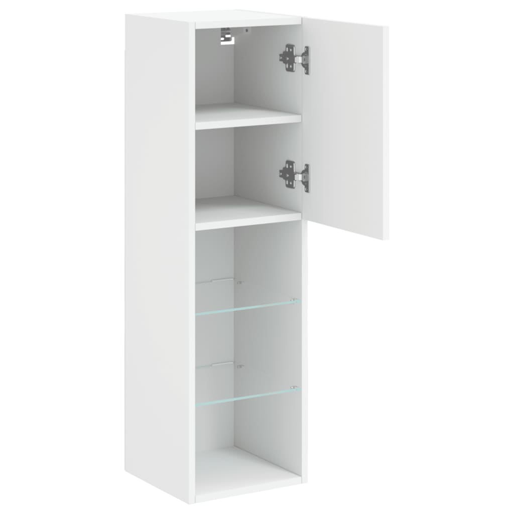 Meubles TV avec lumières LED 2 pcs blanc 30,5x30x102 cm - XIOS