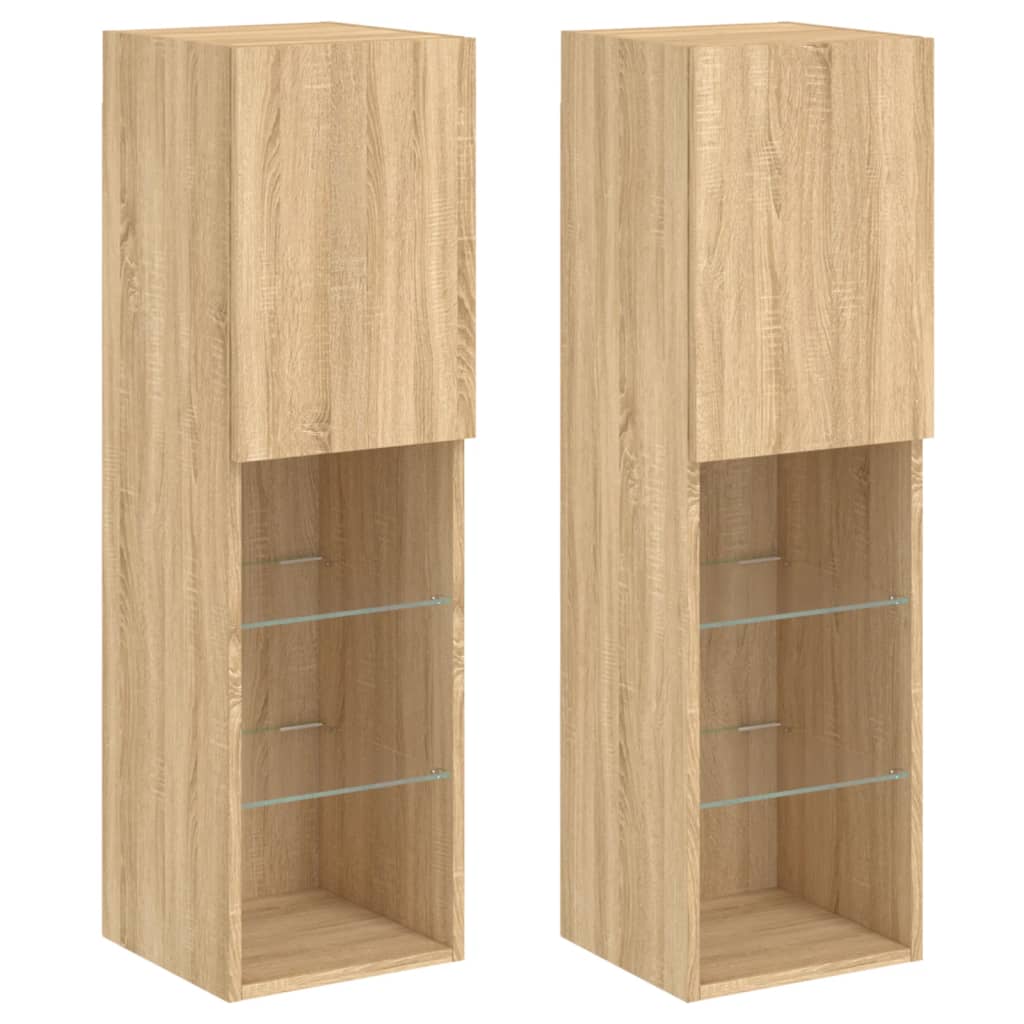 Meubles TV avec lumières LED 2 pcs chêne sonoma 30,5x30x102 cm - XIOS