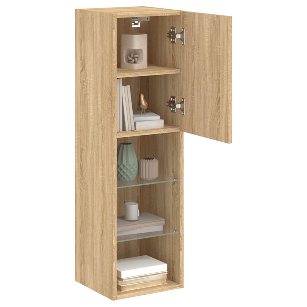 Meubles TV avec lumières LED 2 pcs chêne sonoma 30,5x30x102 cm - XIOS