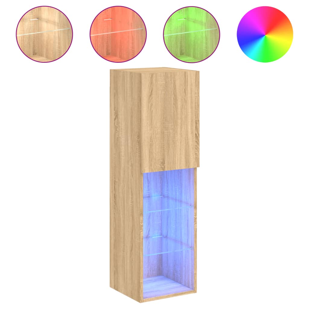 Meubles TV avec lumières LED 2 pcs chêne sonoma 30,5x30x102 cm - XIOS