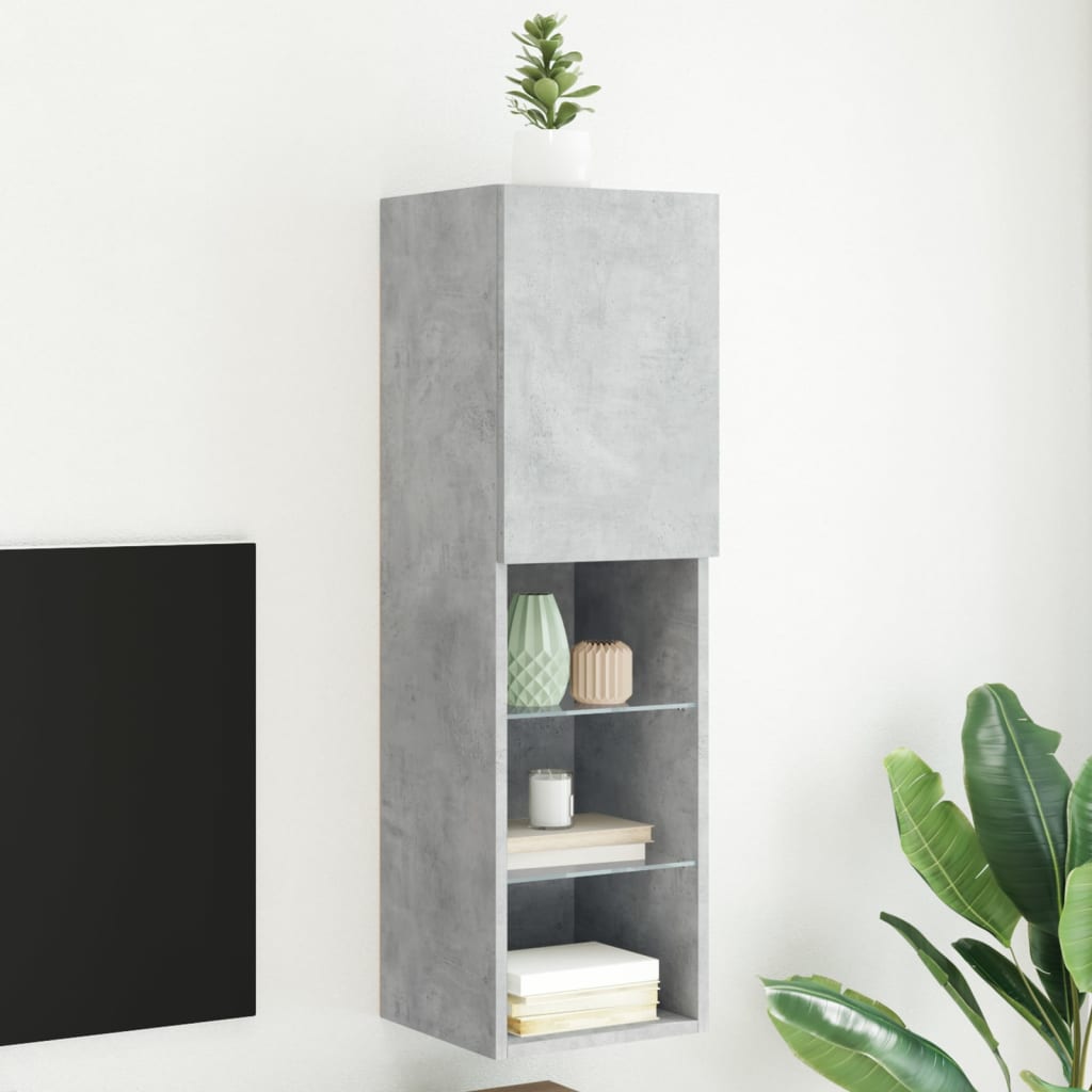 Meuble TV avec lumières LED gris béton 30,5x30x102 cm - XIOS
