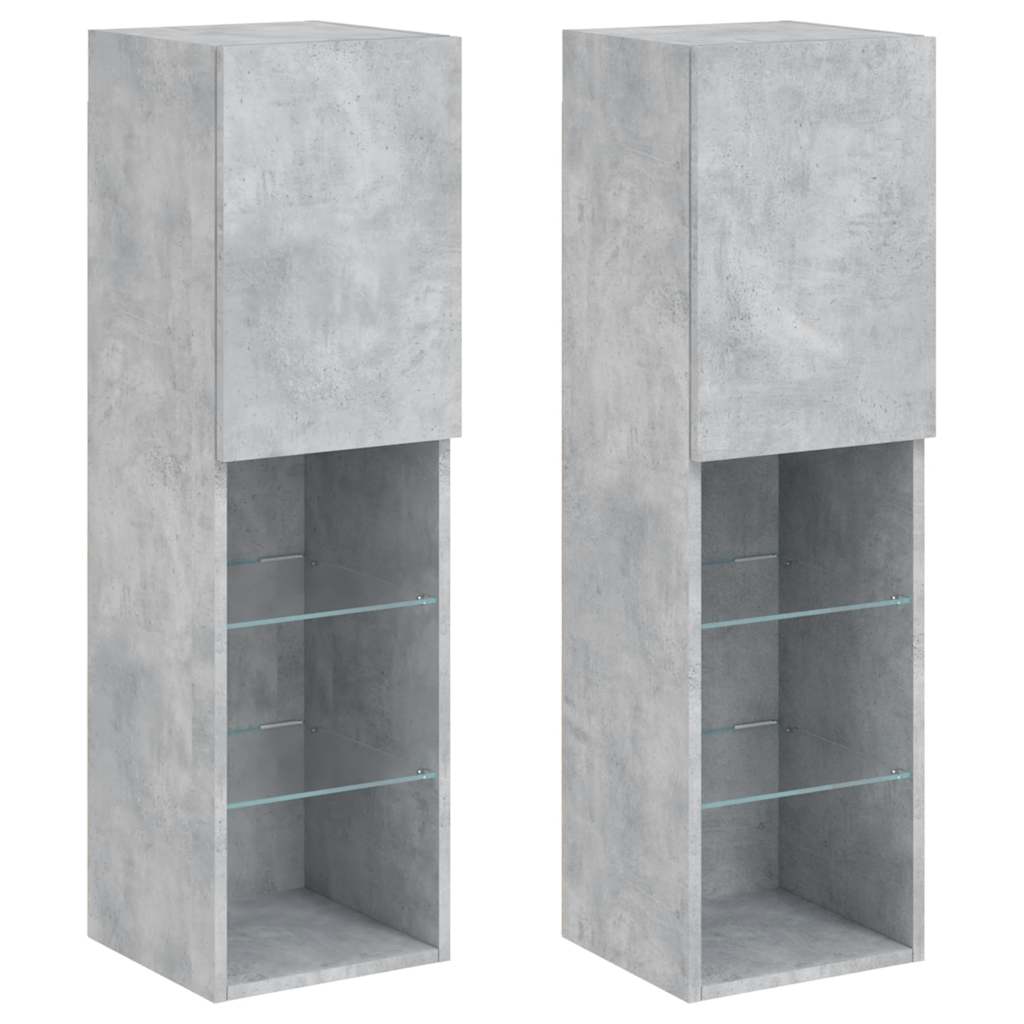 Meubles TV avec lumières LED 2 pcs gris béton 30,5x30x102 cm - XIOS