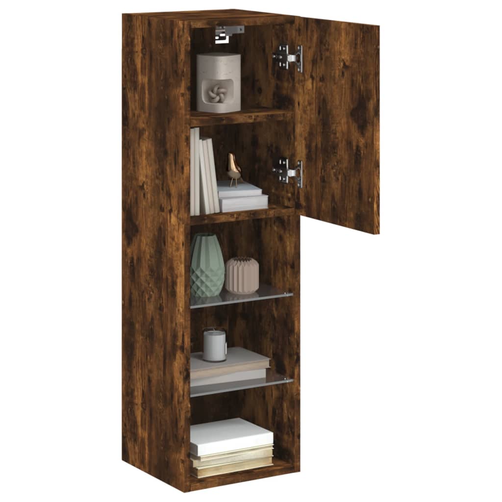 Meubles TV avec lumières LED 2 pcs chêne fumé 30,5x30x102 cm - XIOS