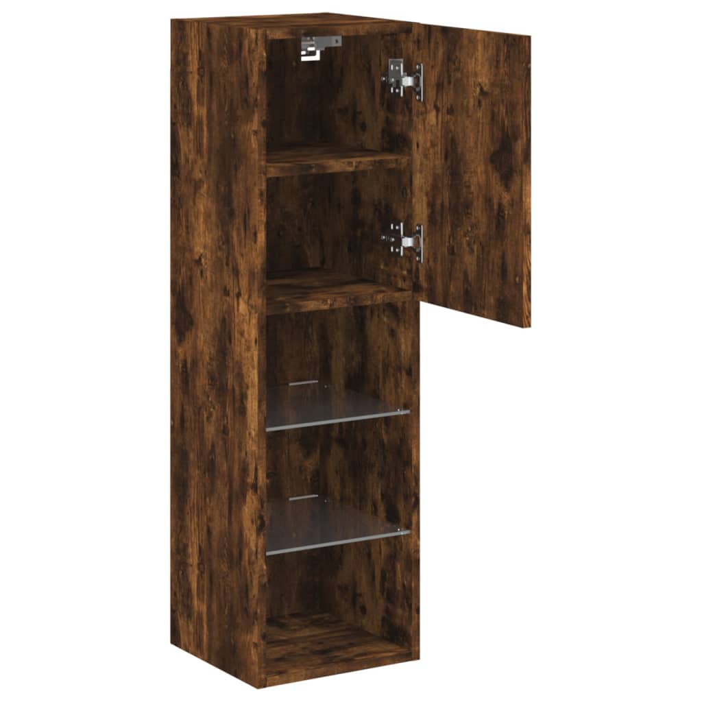 Meubles TV avec lumières LED 2 pcs chêne fumé 30,5x30x102 cm - XIOS