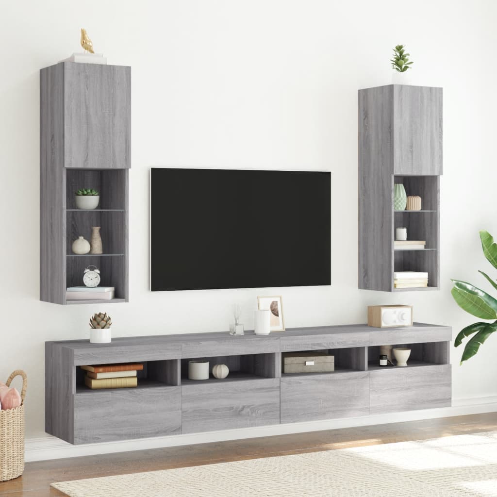 Meuble TV avec lumières LED sonoma gris 30,5x30x102 cm - XIOS