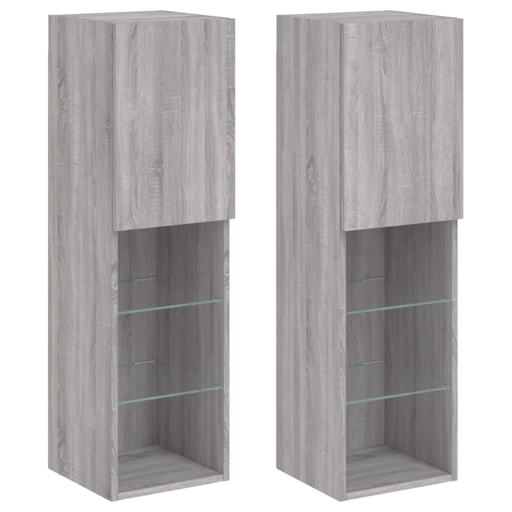 Meubles TV avec lumières LED 2 pcs sonoma gris 30,5x30x102 cm - XIOS