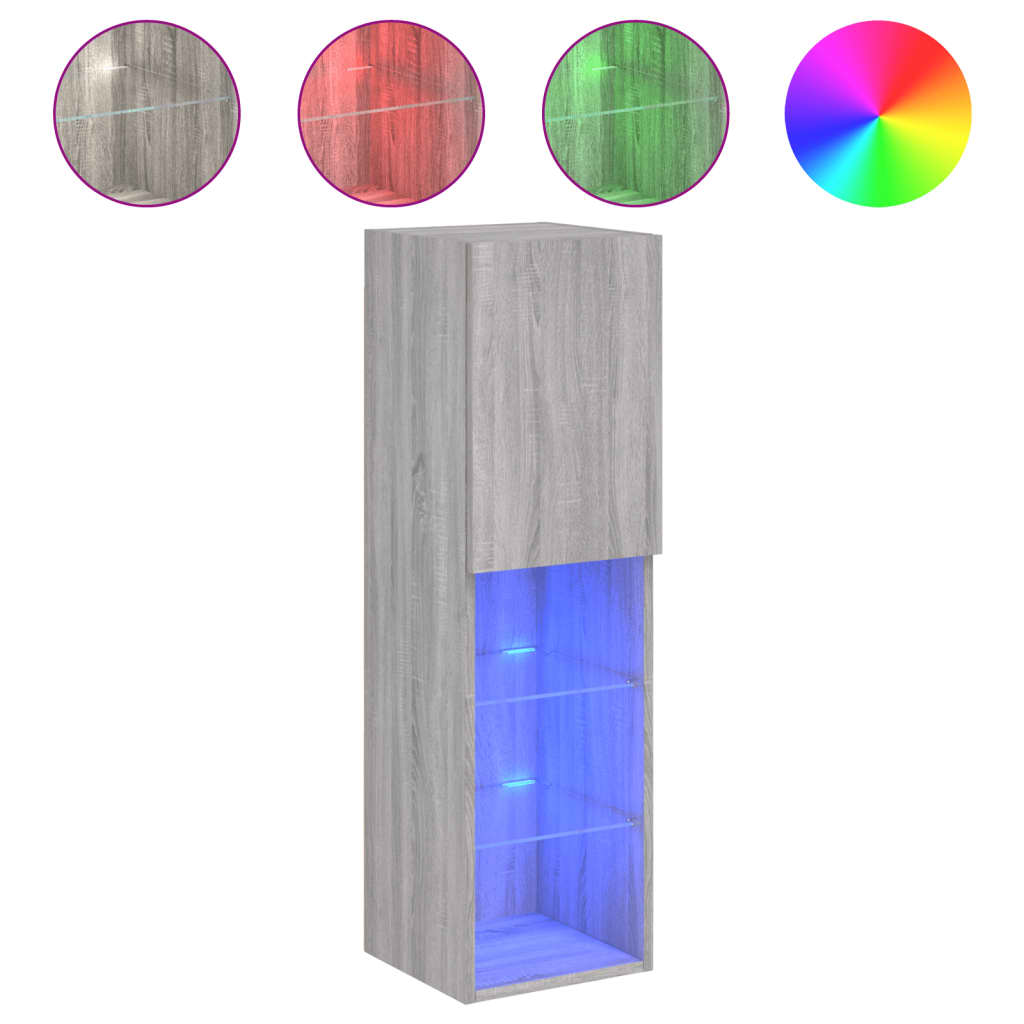Meubles TV avec lumières LED 2 pcs sonoma gris 30,5x30x102 cm - XIOS