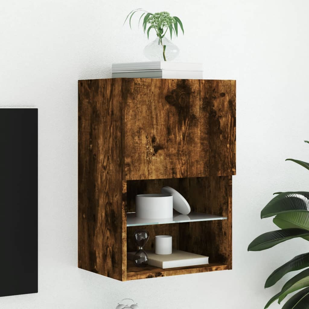 Meuble TV avec lumières LED chêne fumé 40,5x30x60 cm - XIOS