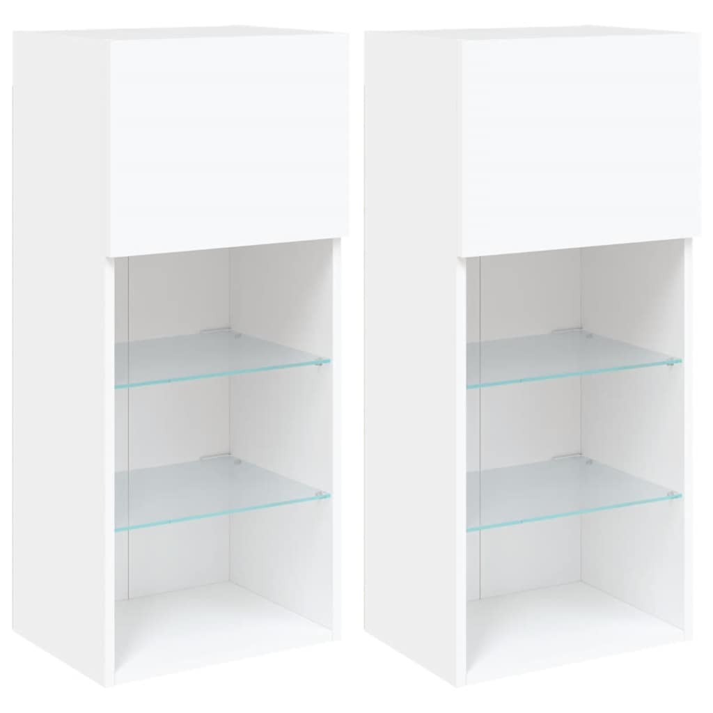 Meubles TV avec lumières LED 2 pcs blanc 40,5x30x90 cm - XIOS