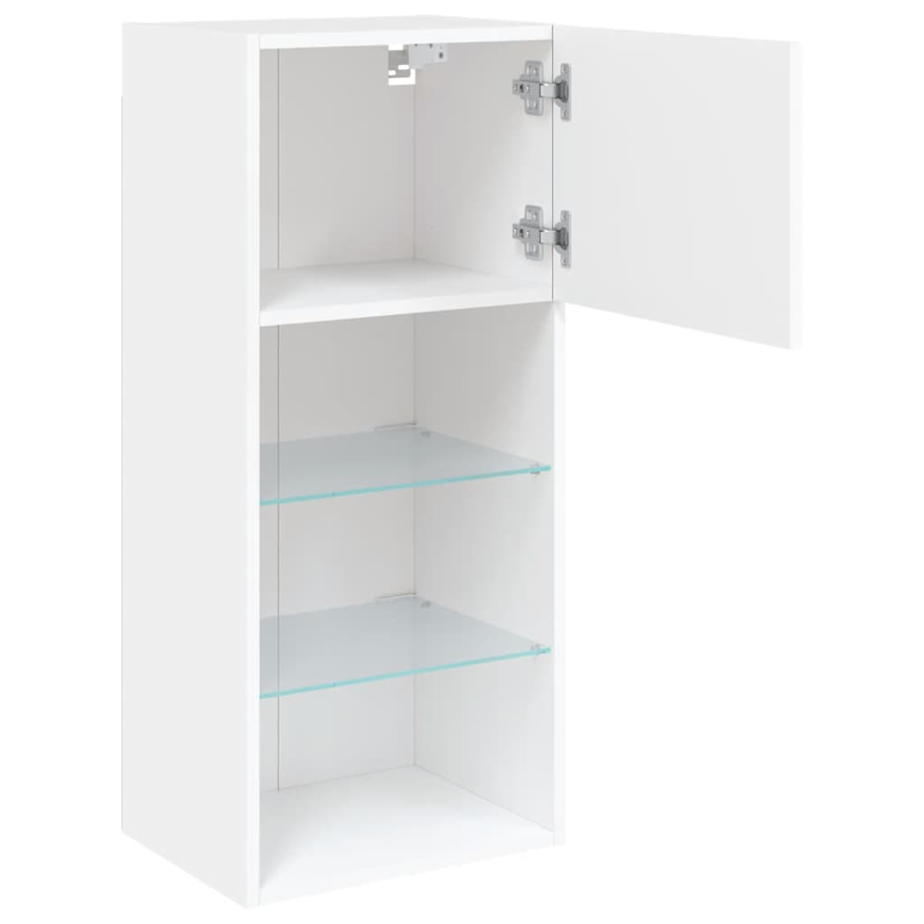 Meubles TV avec lumières LED 2 pcs blanc 40,5x30x90 cm - XIOS