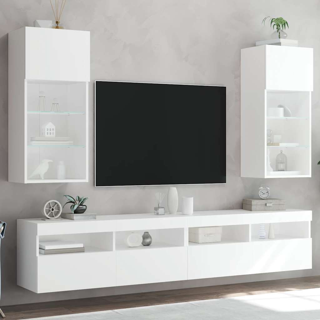 Meubles TV avec lumières LED 2 pcs blanc 40,5x30x90 cm - XIOS
