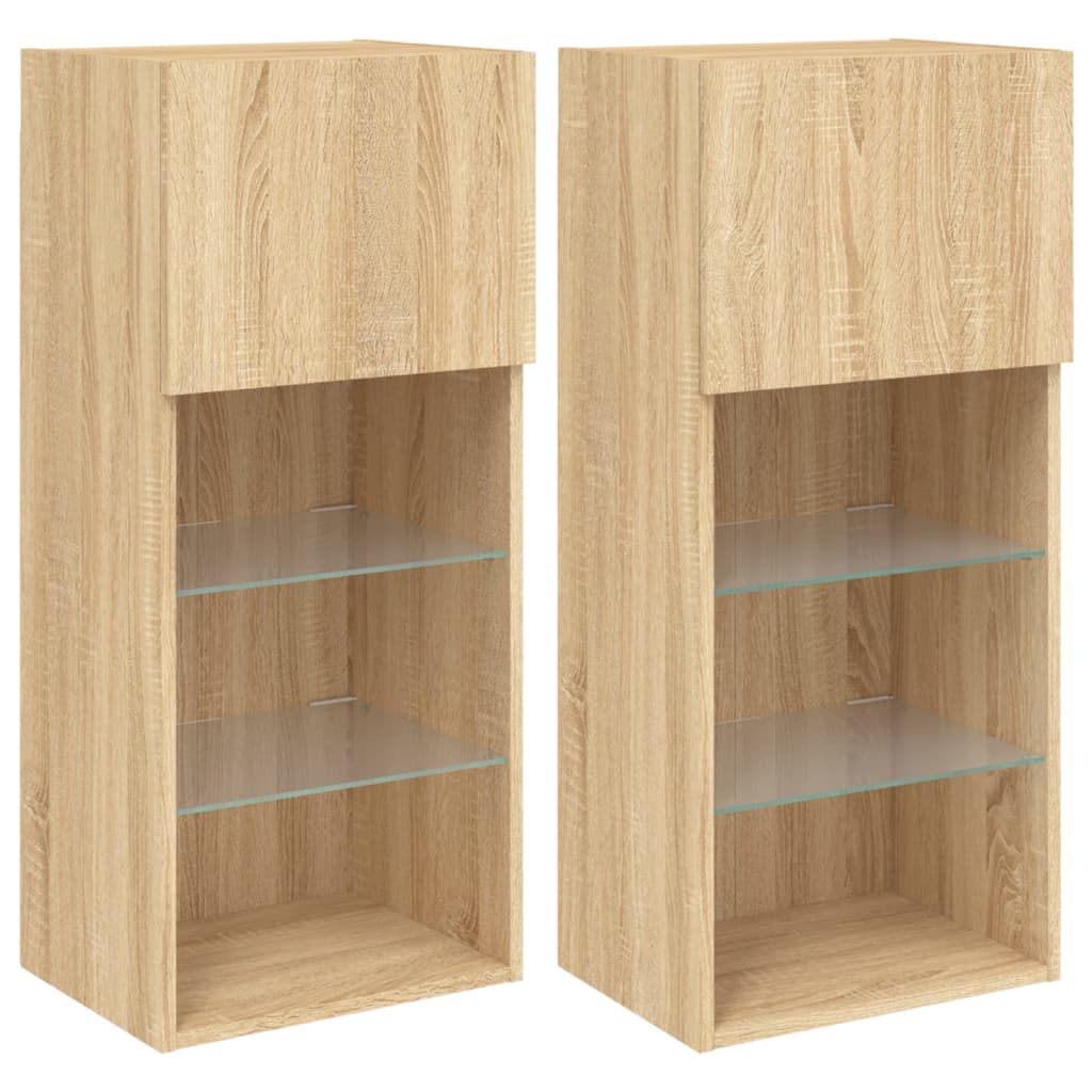 Meubles TV avec lumières LED 2 pcs chêne sonoma 40,5x30x90 cm - XIOS