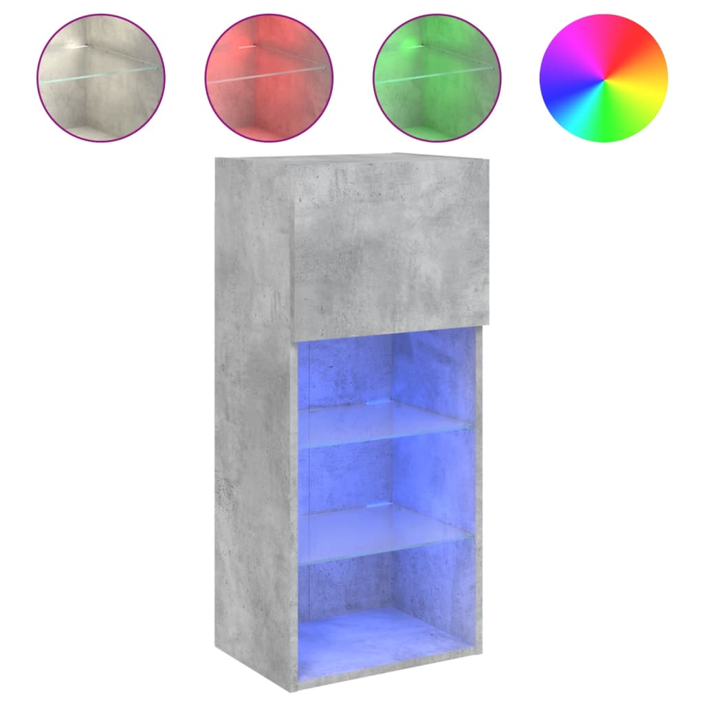 Meuble TV avec lumières LED gris béton 40,5x30x90 cm - XIOS
