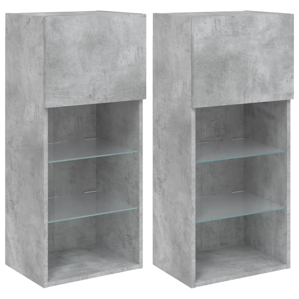 Meubles TV avec lumières LED 2 pcs gris béton 40,5x30x90 cm - XIOS