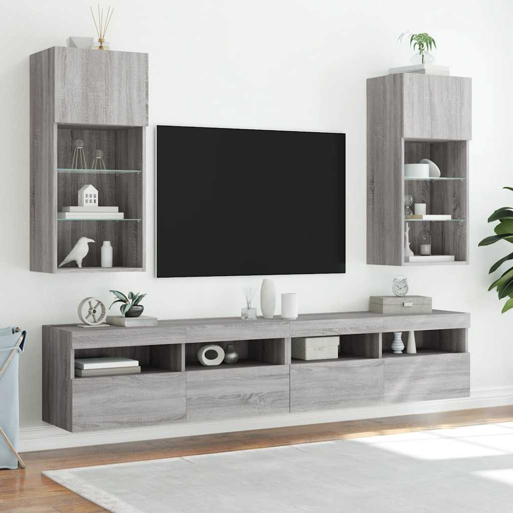 Meuble TV avec lumières LED sonoma gris 40,5x30x90 cm - XIOS
