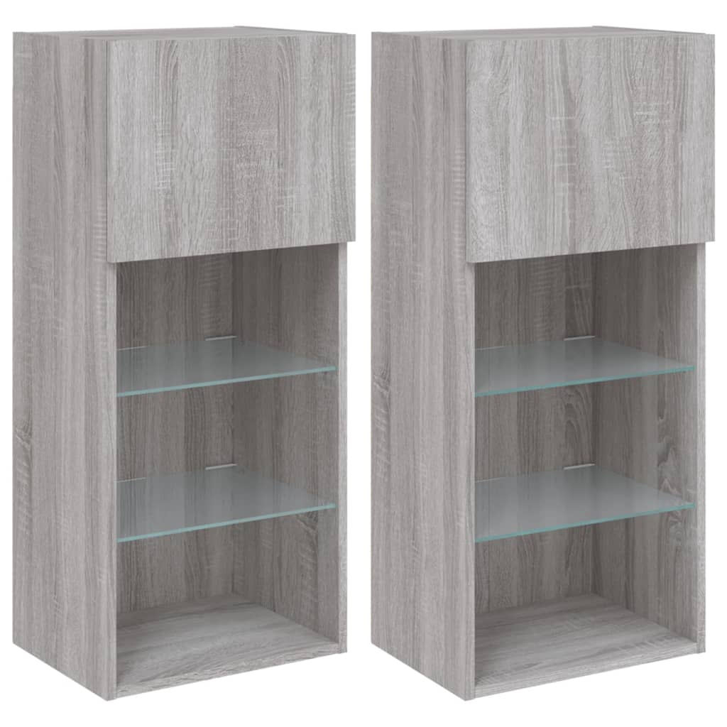 Meubles TV avec lumières LED 2 pcs sonoma gris 40,5x30x90 cm - XIOS