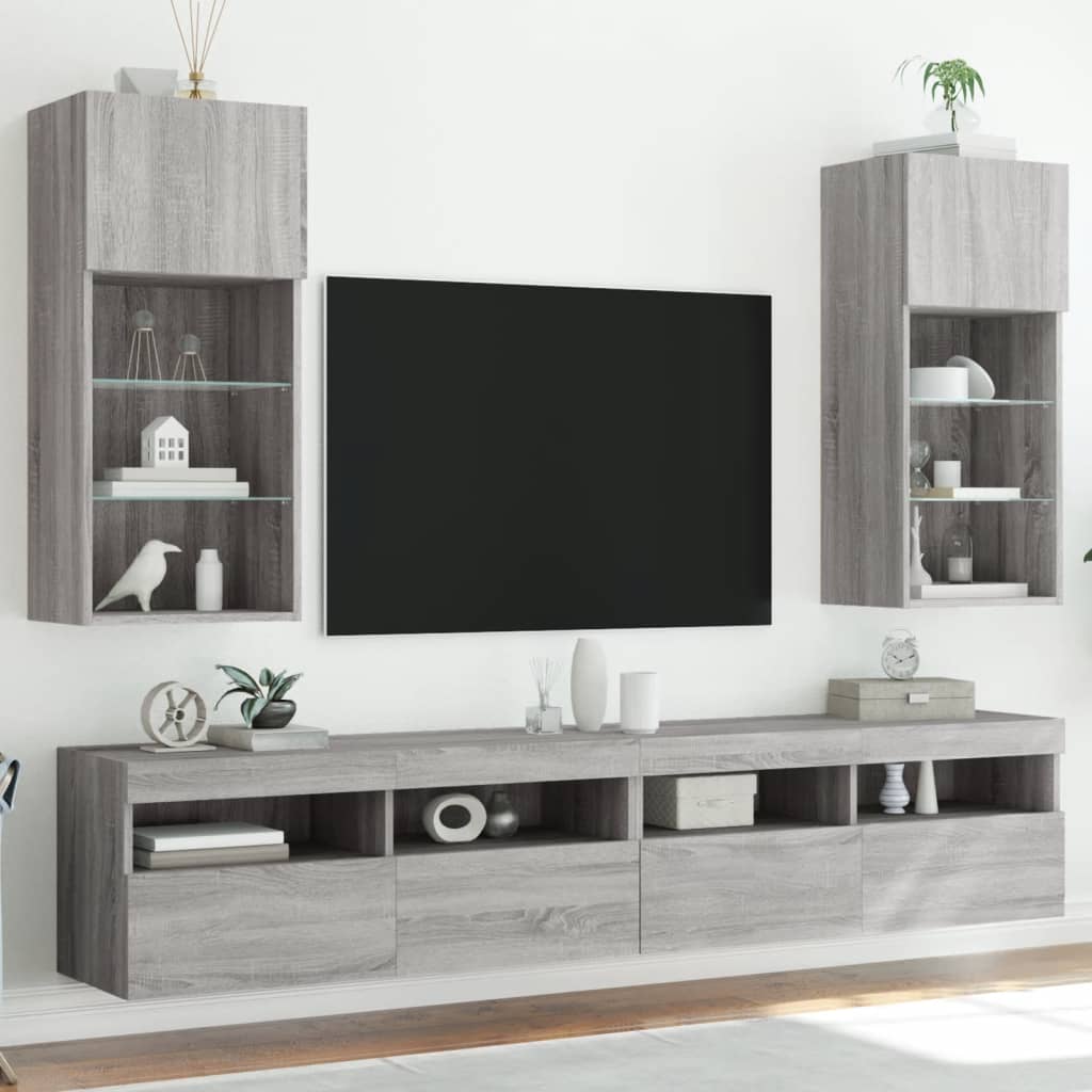 Meubles TV avec lumières LED 2 pcs sonoma gris 40,5x30x90 cm - XIOS