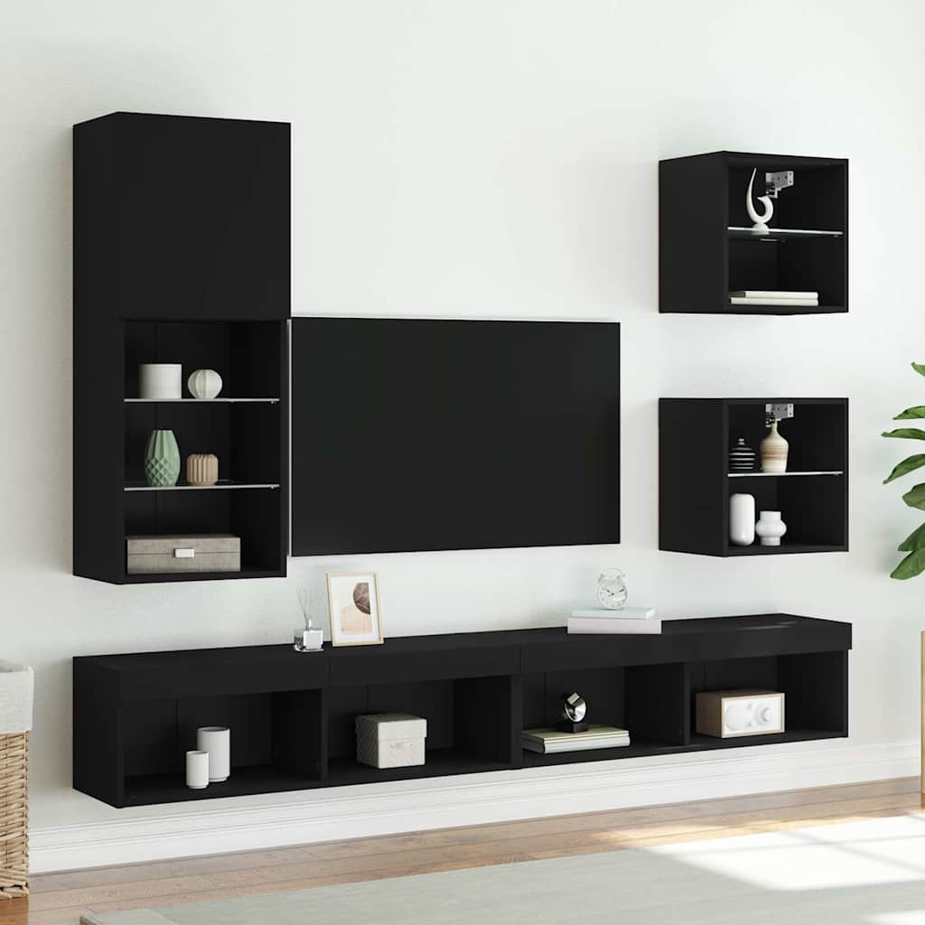 Meuble TV avec lumières LED noir 40,5x30x102 cm - XIOS