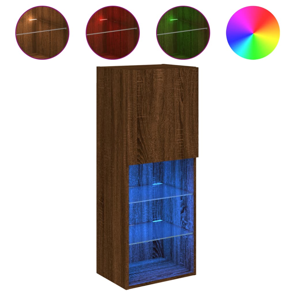 Meuble TV avec lumières LED chêne marron 40,5x30x102 cm - XIOS