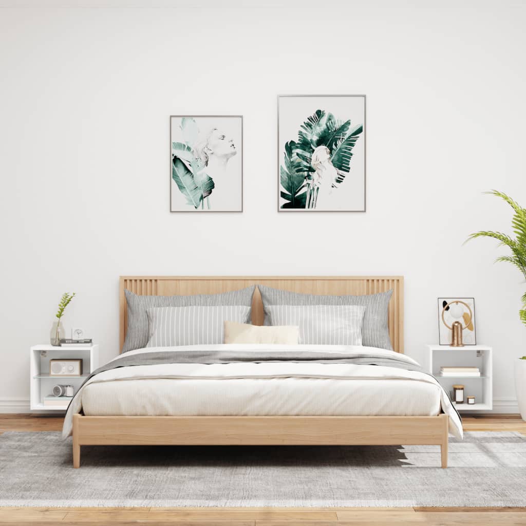 Tables de chevet murales avec lumières LED 2 pcs blanc - XIOS