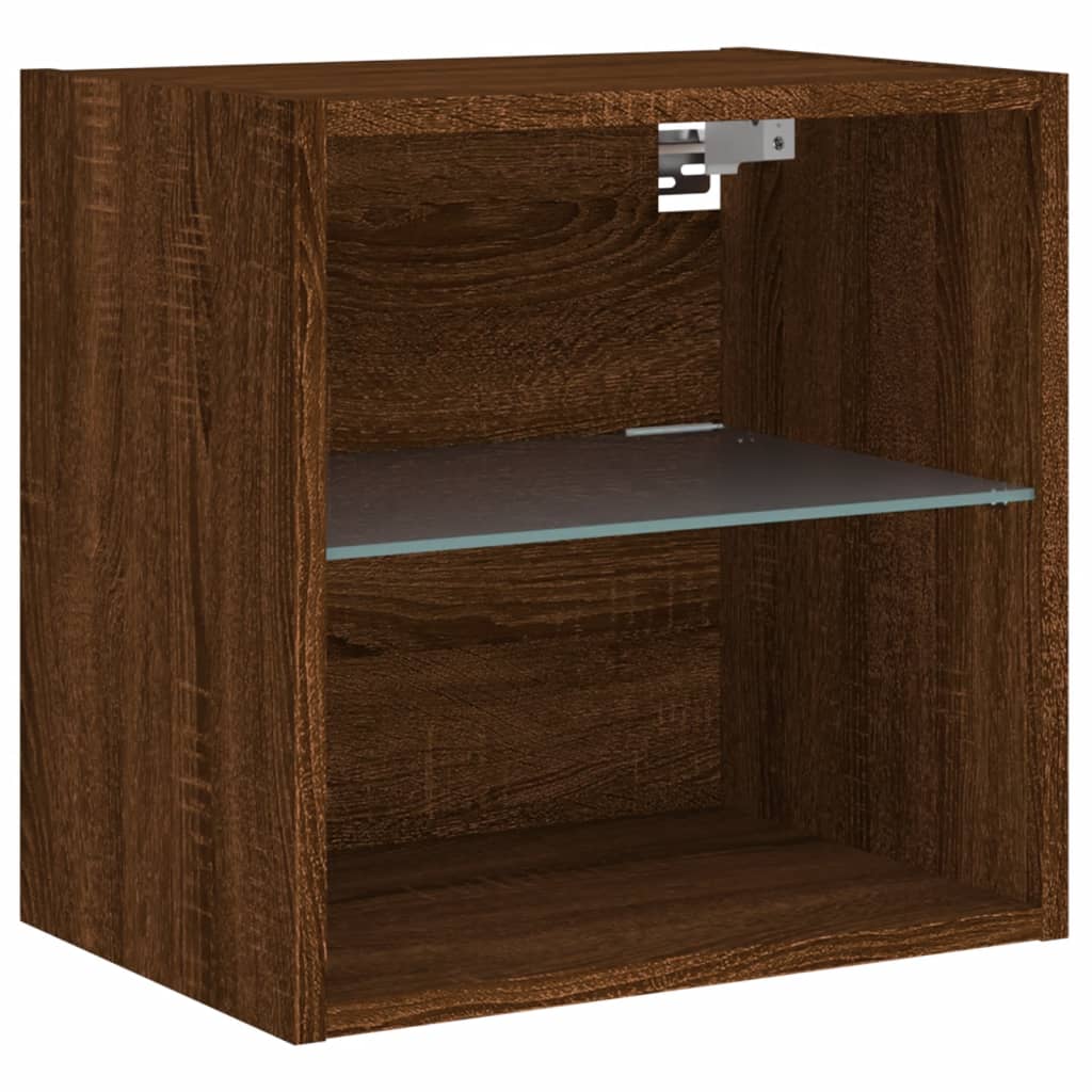 Tables de chevet murales avec lumières LED 2 pcs chêne marron - XIOS