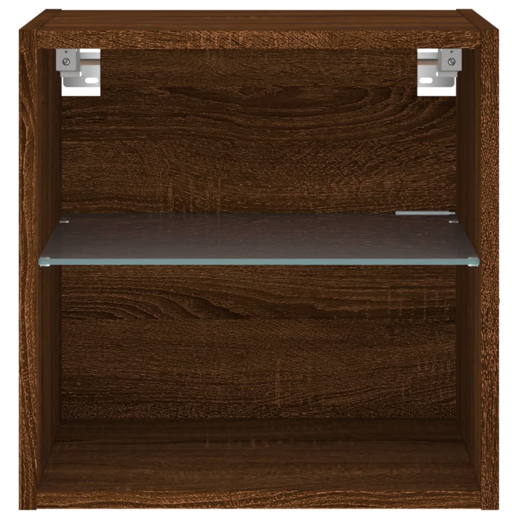 Tables de chevet murales avec lumières LED 2 pcs chêne marron - XIOS