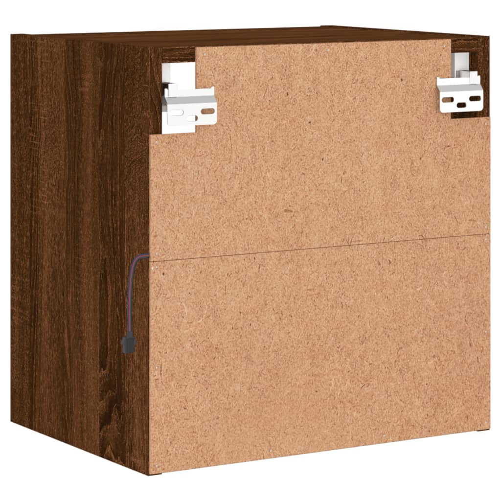 Tables de chevet murales avec lumières LED 2 pcs chêne marron - XIOS
