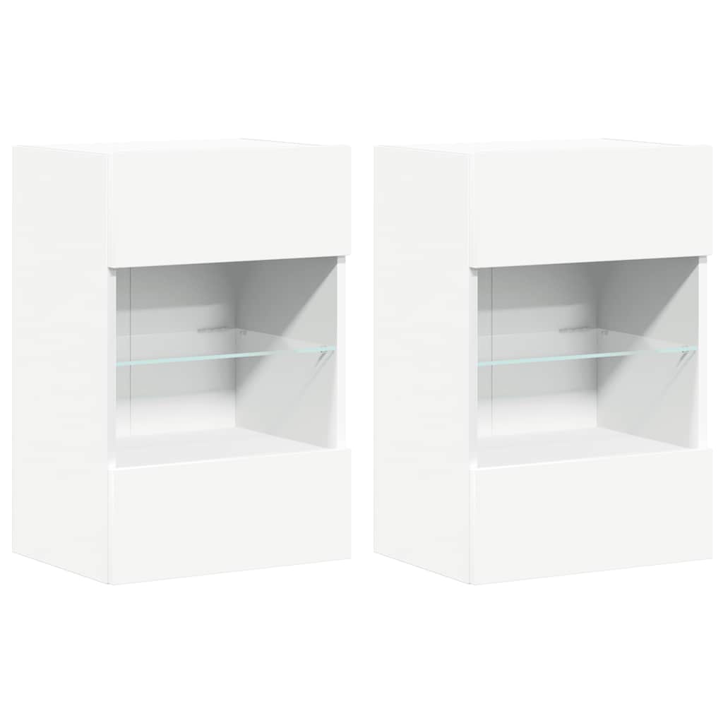 Meubles muraux avec lumières LED pour TV 2 pcs blanc 40x30x60,5 cm - XIOS